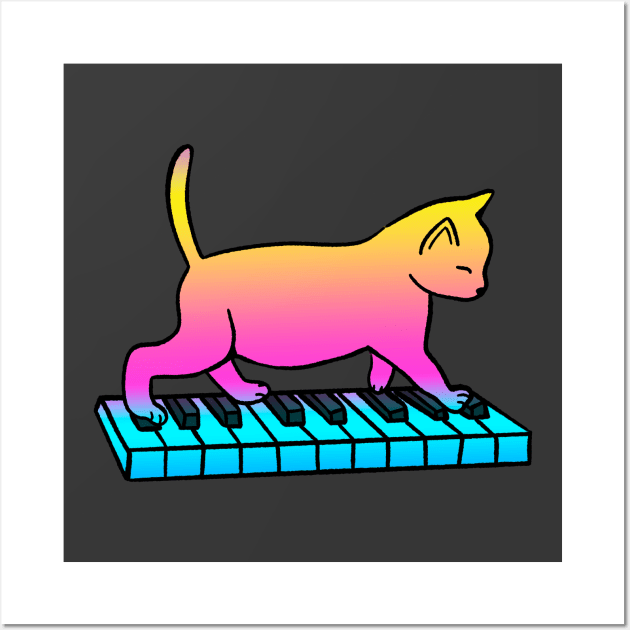 Cat Playing Piano Wall Art by Kelly Louise Art